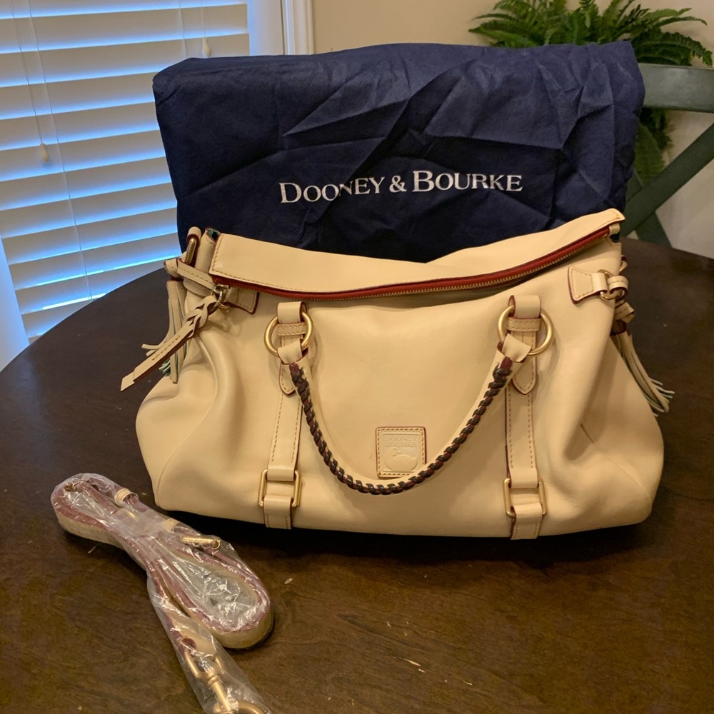 Dooney & Bourke Florentine Large Leather Tasseled Satchel Bag